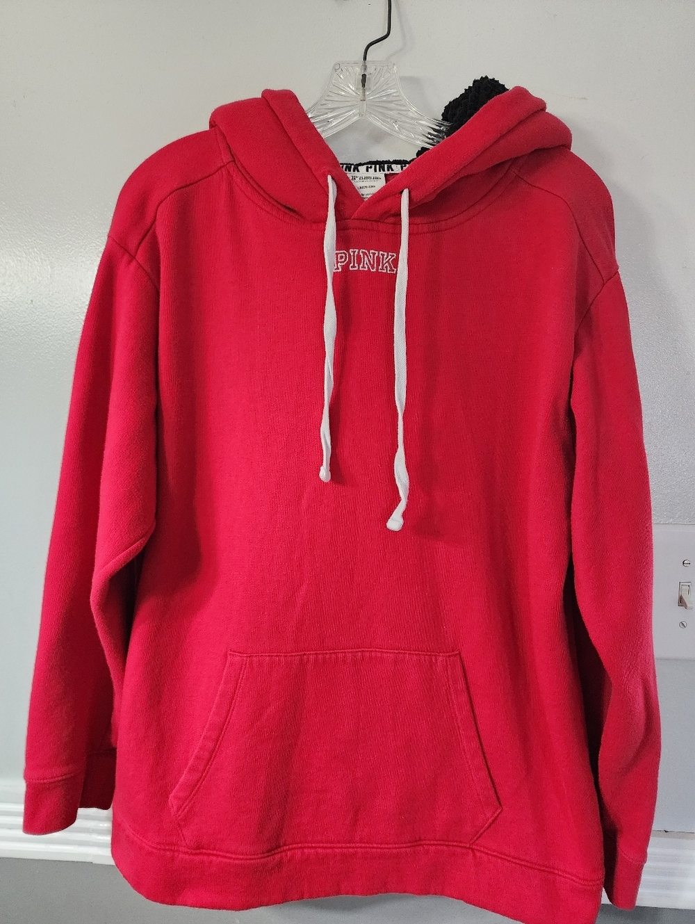 PINK Victoria's Secret Bright Red Women's Bling Crewneck Hoodie